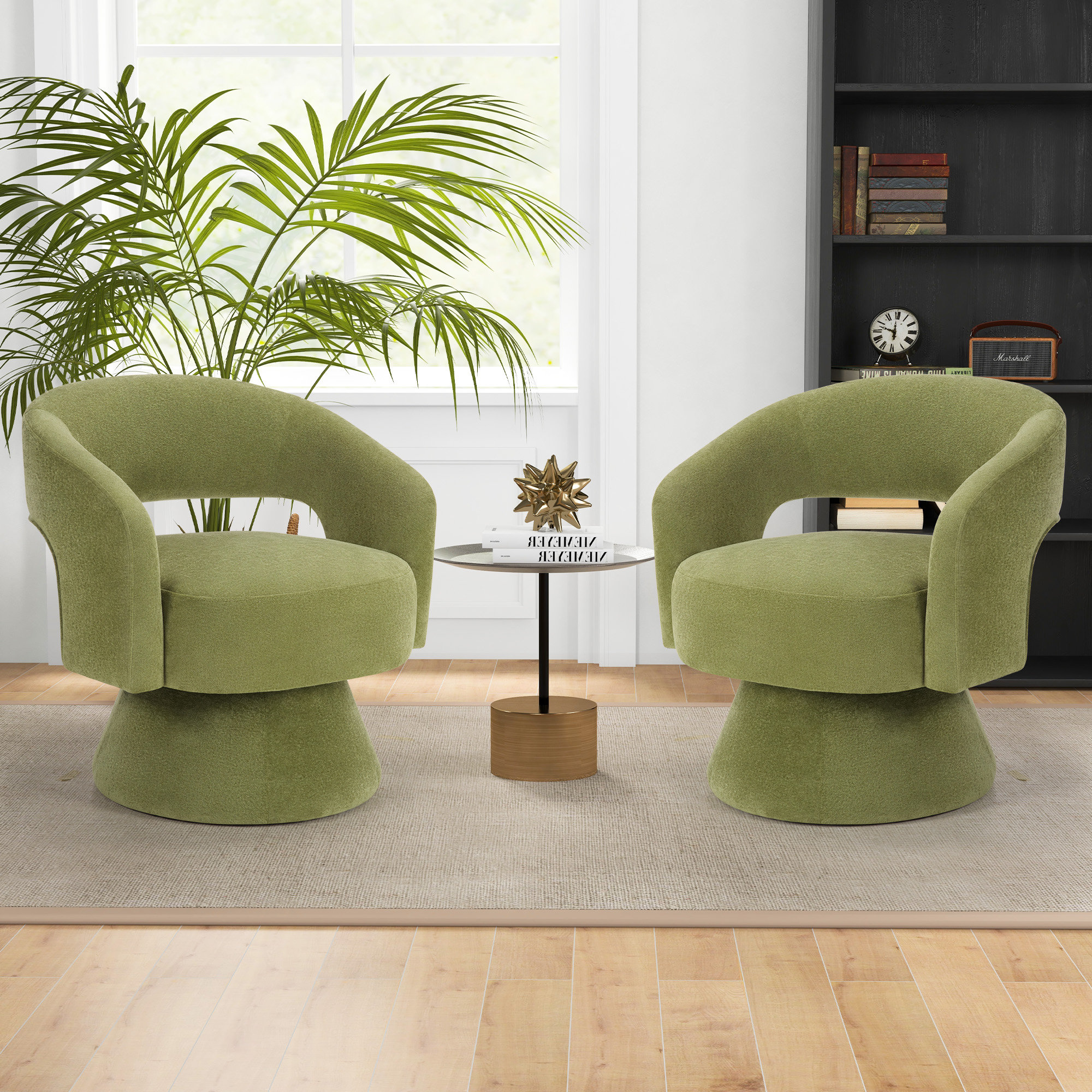 Latitude Run® Upholstered Swivel Barrel Chair (Set of 2)